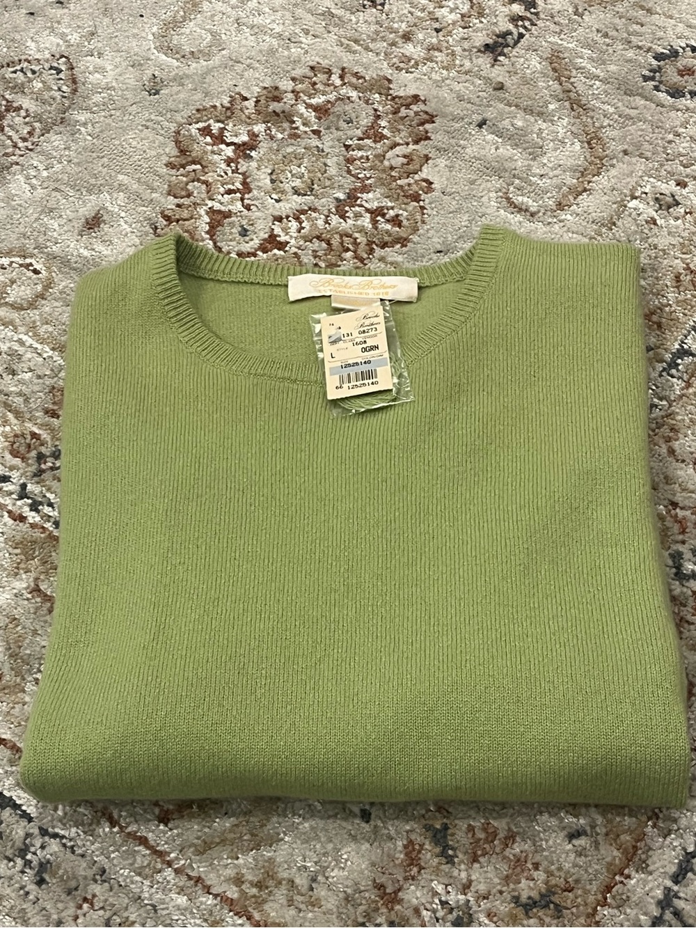 NWT Vintage Brooks Brothers 100% Cashmere Knit Top Sage Green Short Sleeve Large